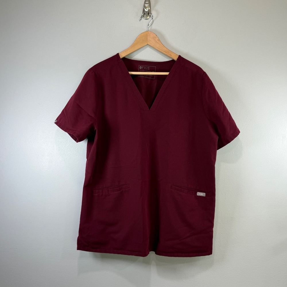 FIGS Casma Three-Pocket Scrub Top Burgundy Maroon V-Neck XXL FW1100